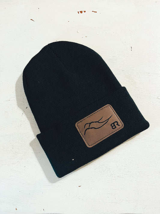BR Leather Patch Beanie