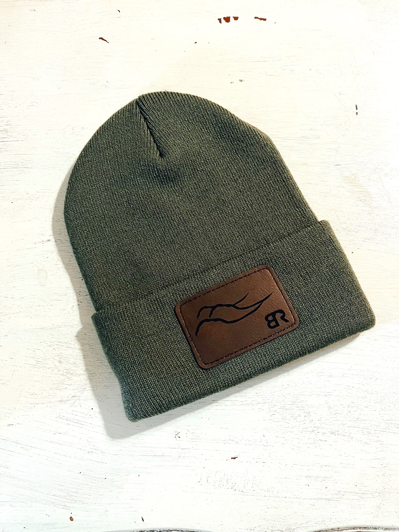 BR Leather Patch Beanie
